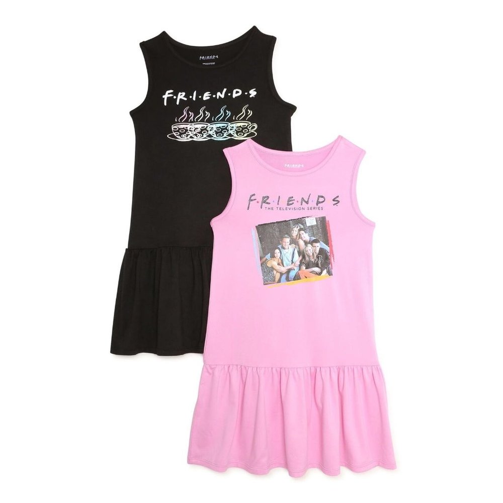 Friends Girls Sleeveless Dresses, 2-Pack XS